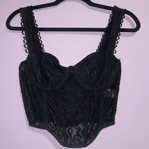 Quiet Storm Corset Top Women Size M Black Lace Y2K Romantic WhimsiGoth